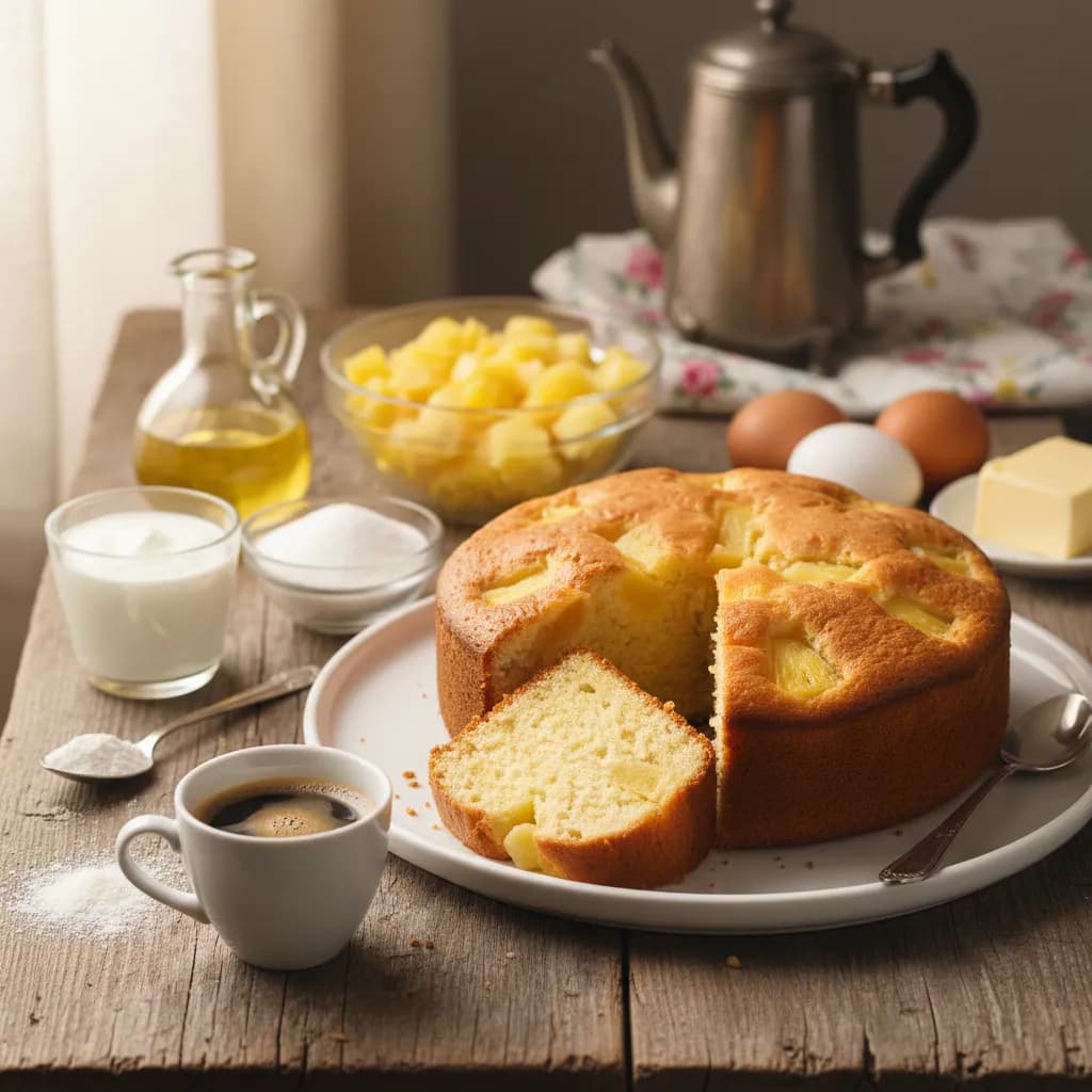 Bolo de Iogurte com Pedaços de Ananás