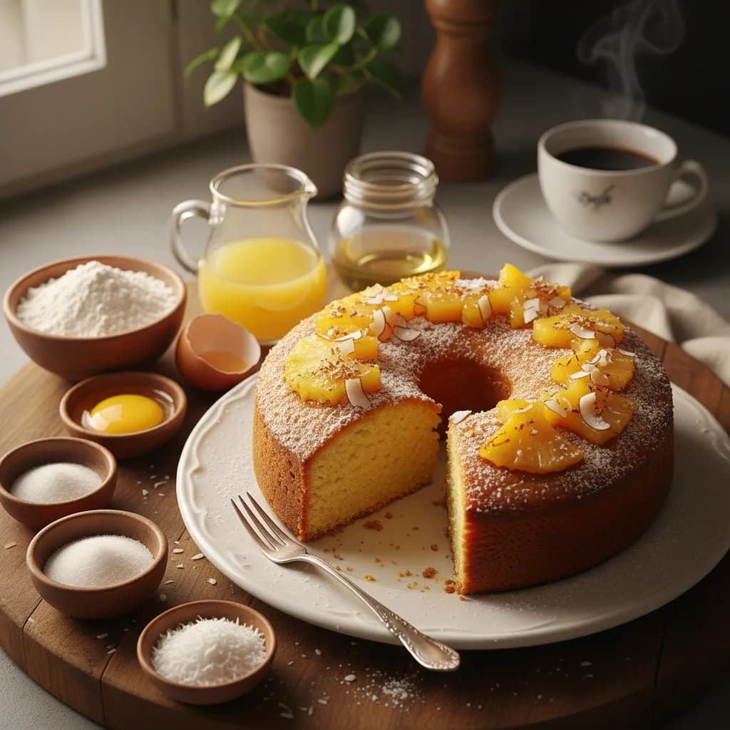 Bolo Húmido de Ananás e Coco