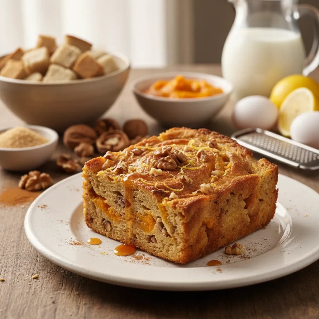 Pudim de Pão com Abóbora e Nozes