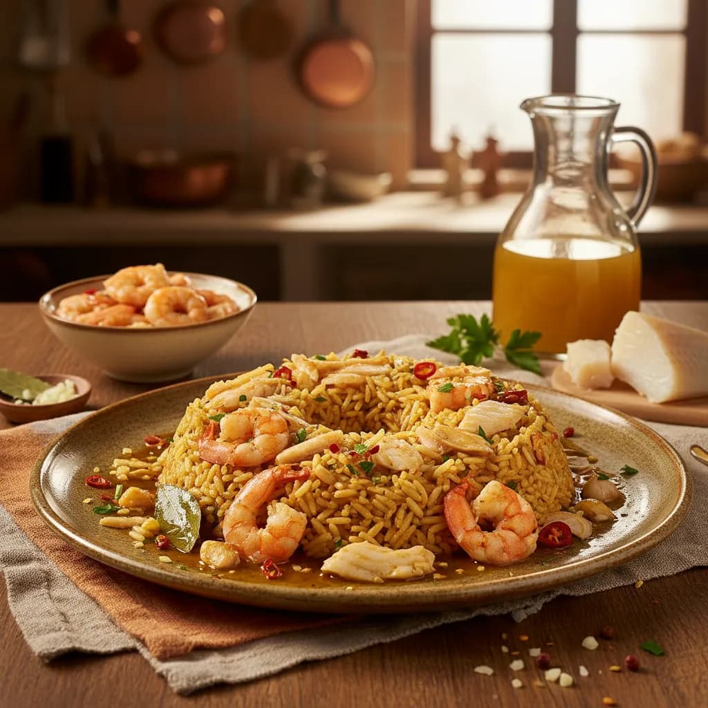 Arroz de Bacalhau e Camarão