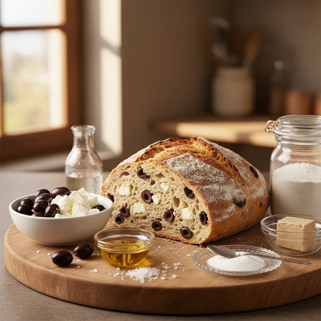 Pão de Azeitonas e Queijo Feta (Bimby)