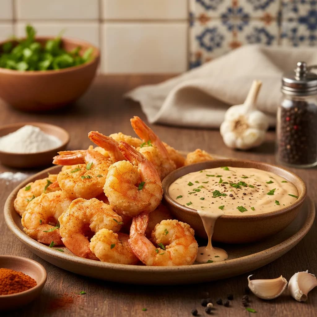 Camarão Frito com Molho Generoso