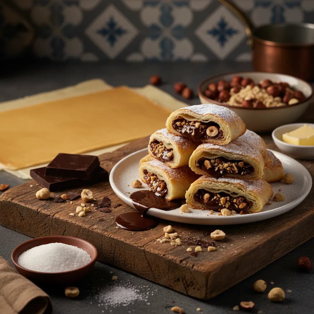 Folhado de Chocolate e Avelãs