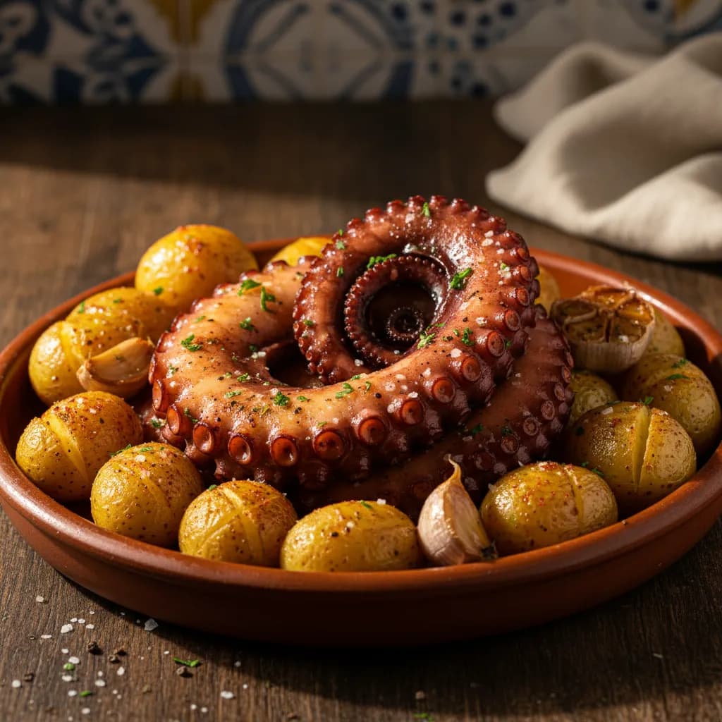 Polvo no Forno com Batatas a Murro