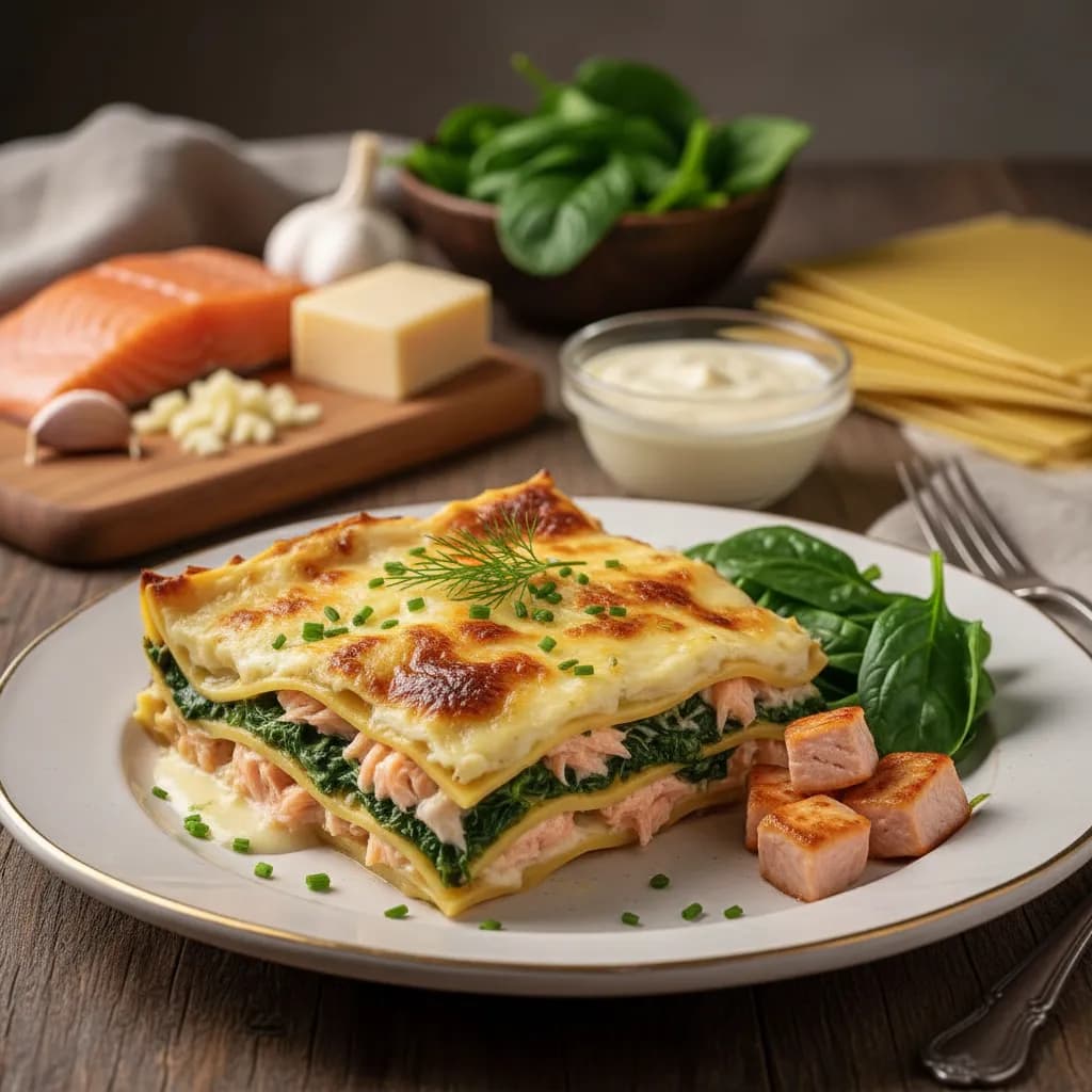 Lasanha de Salmão e Espinafres