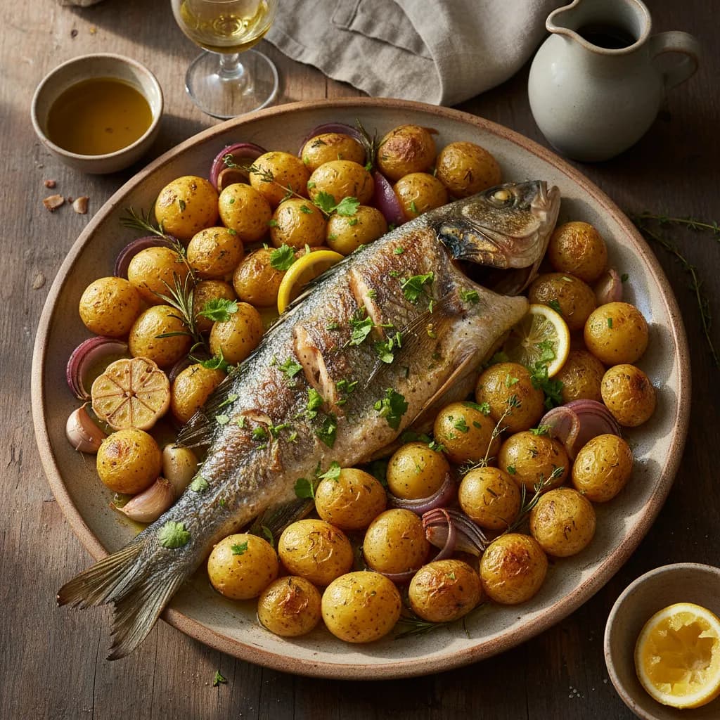 Peixe Assado no Forno com Batatinhas