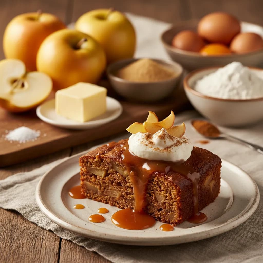 Bolo Molhado de Maçã e Caramelo