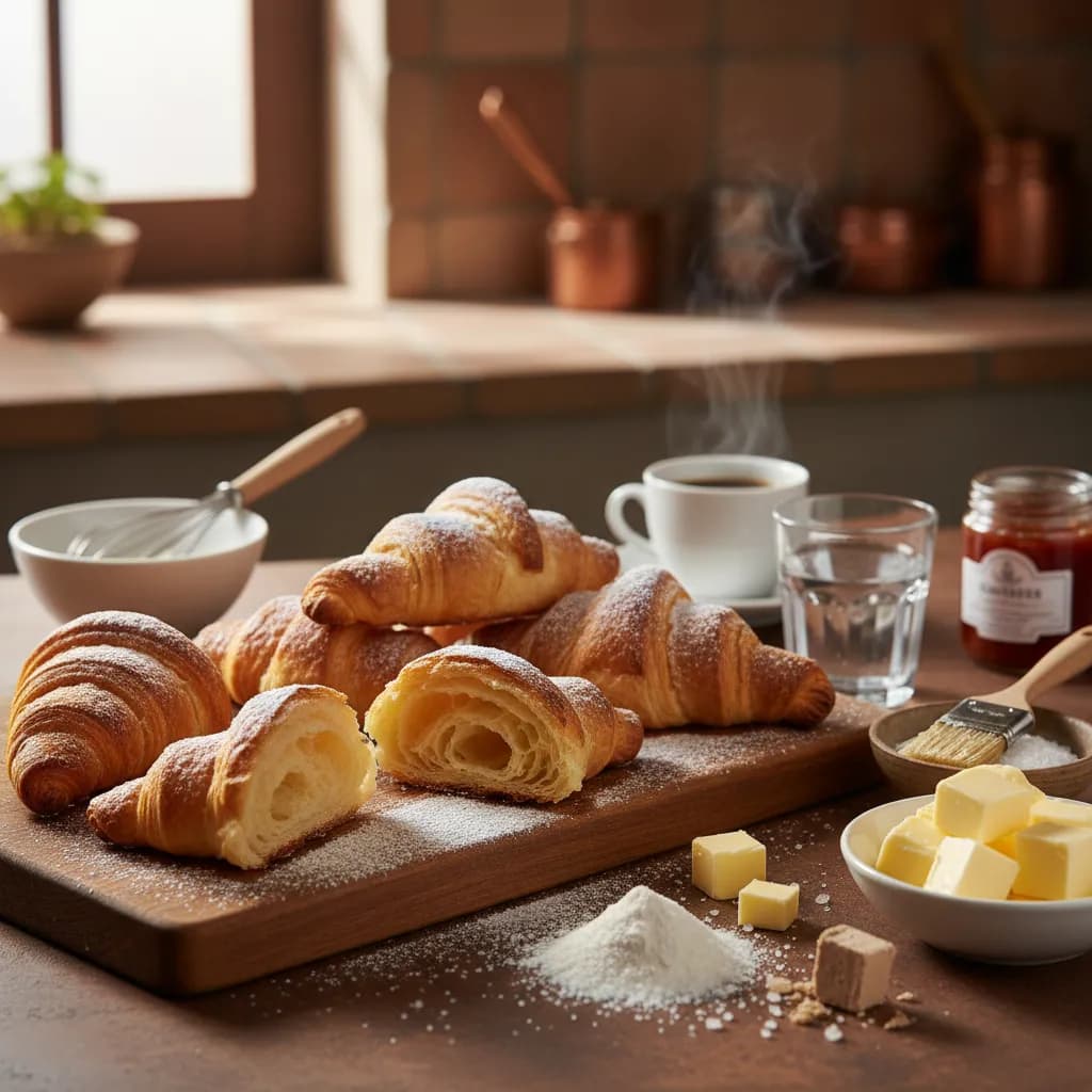 Croissants de Massa Folhada Caseiros