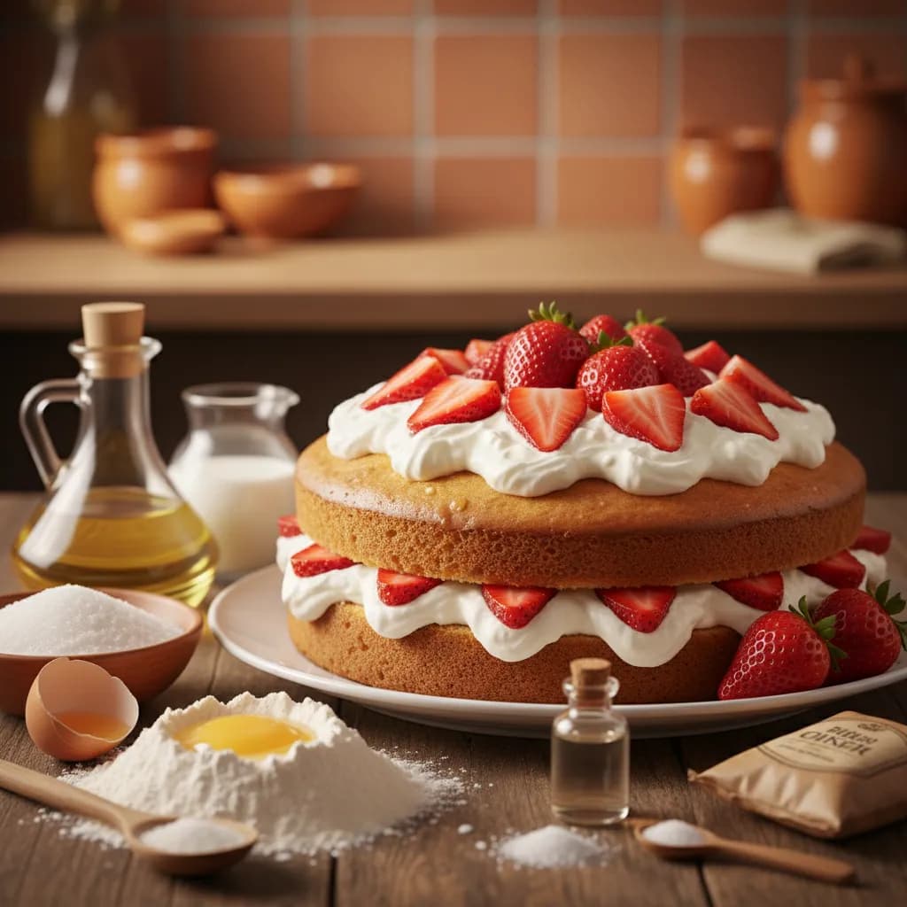 Bolo Com Morangos Frescos