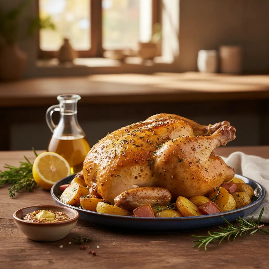 Frango Assado com Mostarda e Ervas