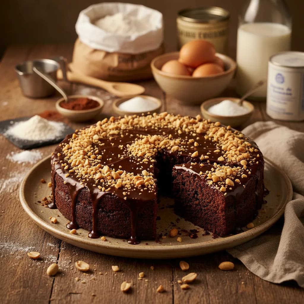 Bolo de Chocolate e Amendoim