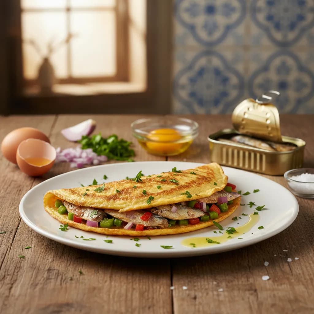 Omelete de Sardinha Refogada