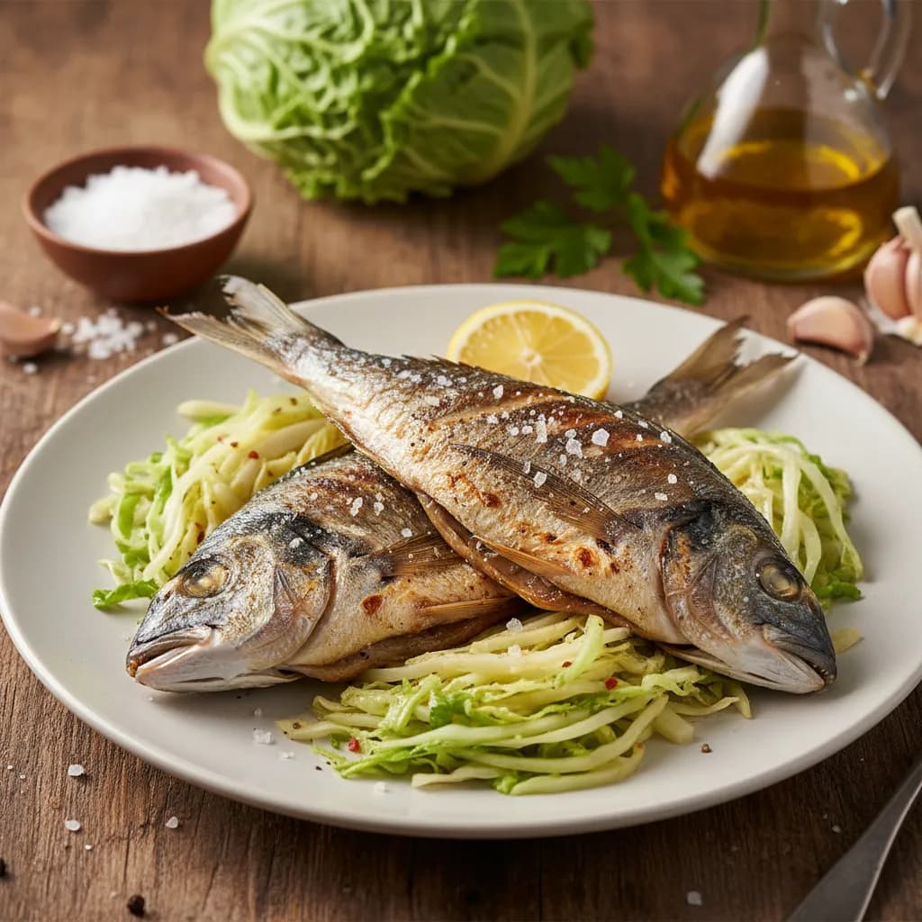 Dourada Grelhada com Couve Salteada