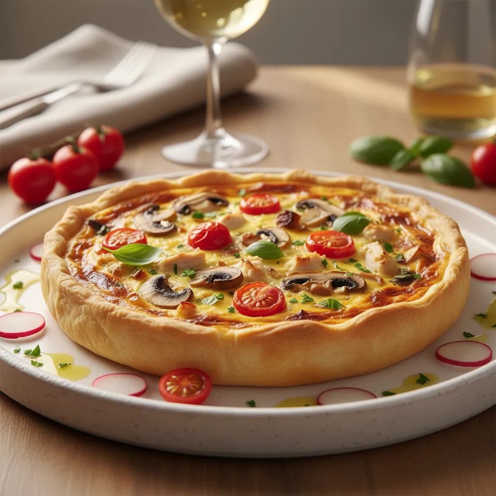 Quiche de Tomate, Cogumelos e Frango