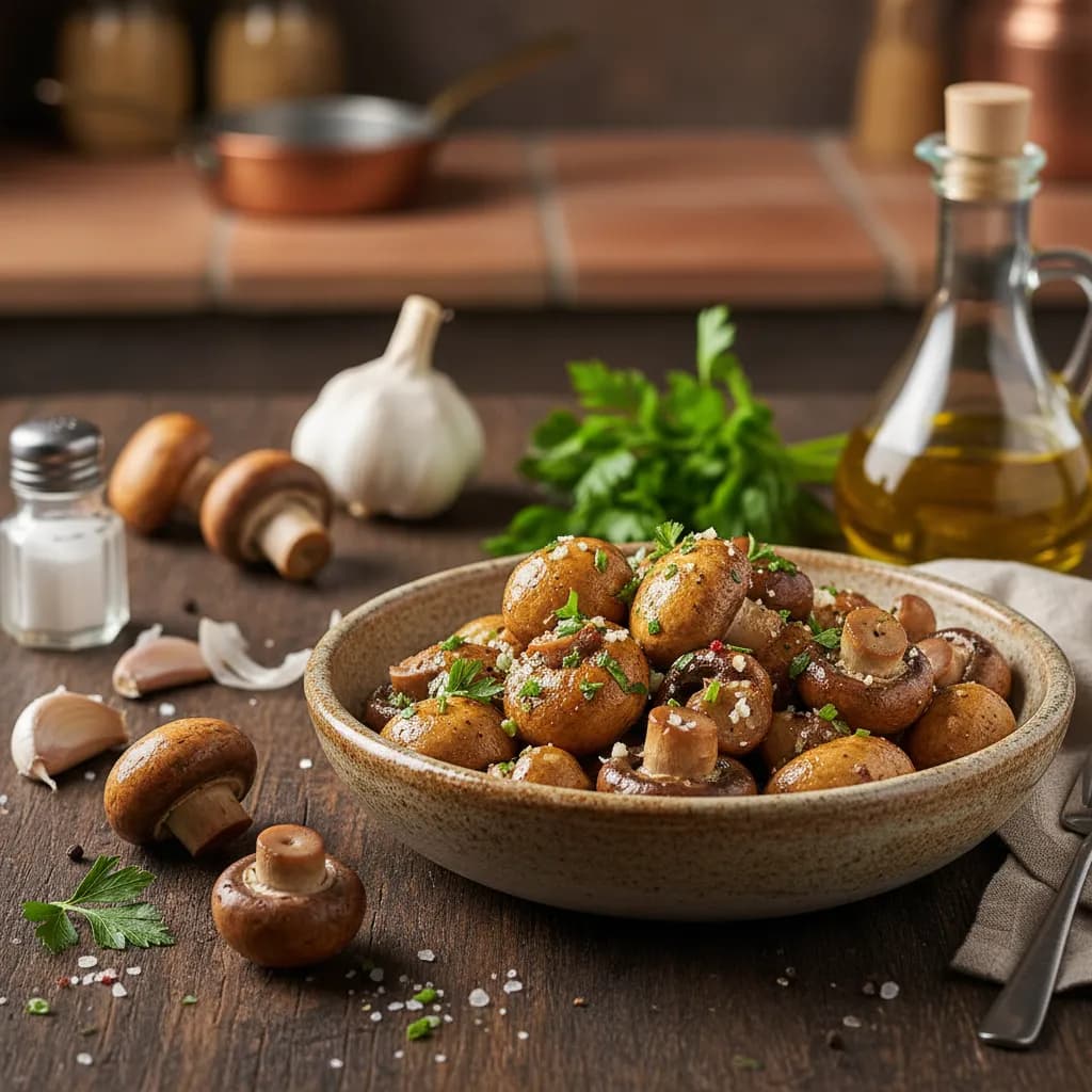 Cogumelos Salteados com Alho e Salsa
