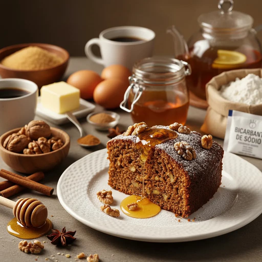 Bolo de Mel com Nozes