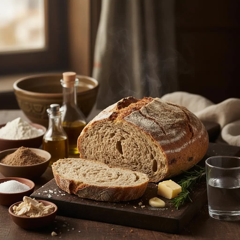 Pão Sem Amassar de Trigo e Centeio