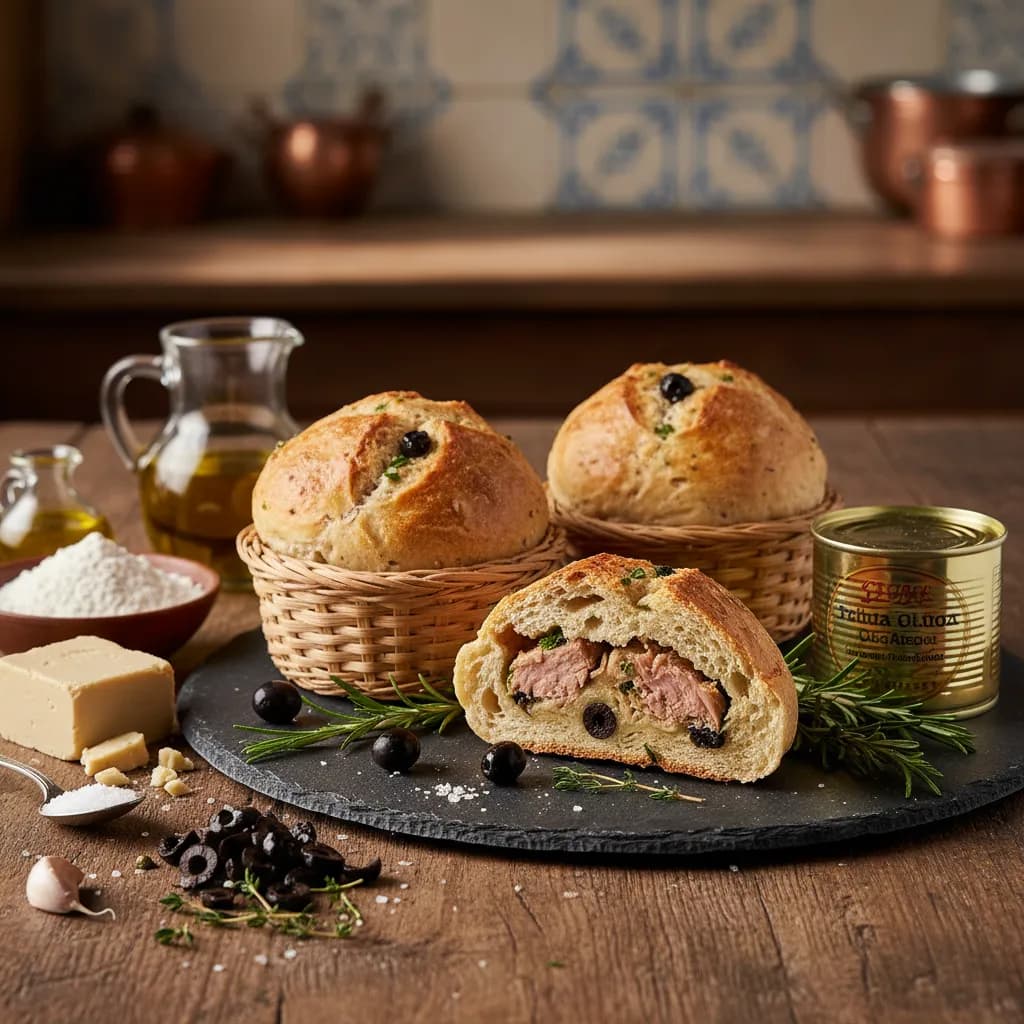 Pão de Atum e Azeitonas no Cestinho