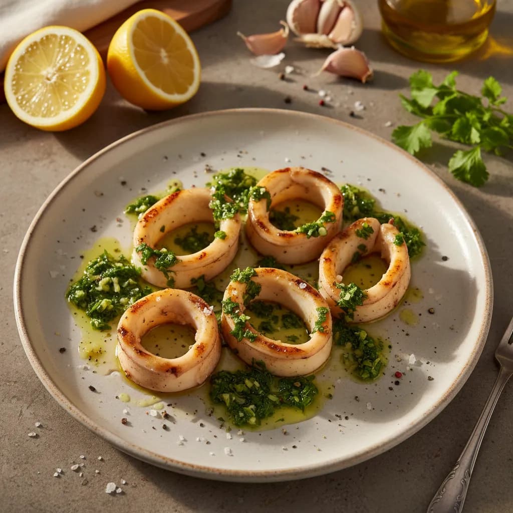 Chocos Grelhados com Molho Verde