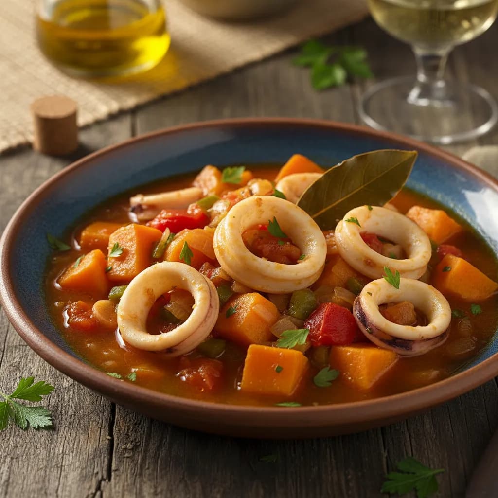 Caldeirada de Lulas com Batata Doce