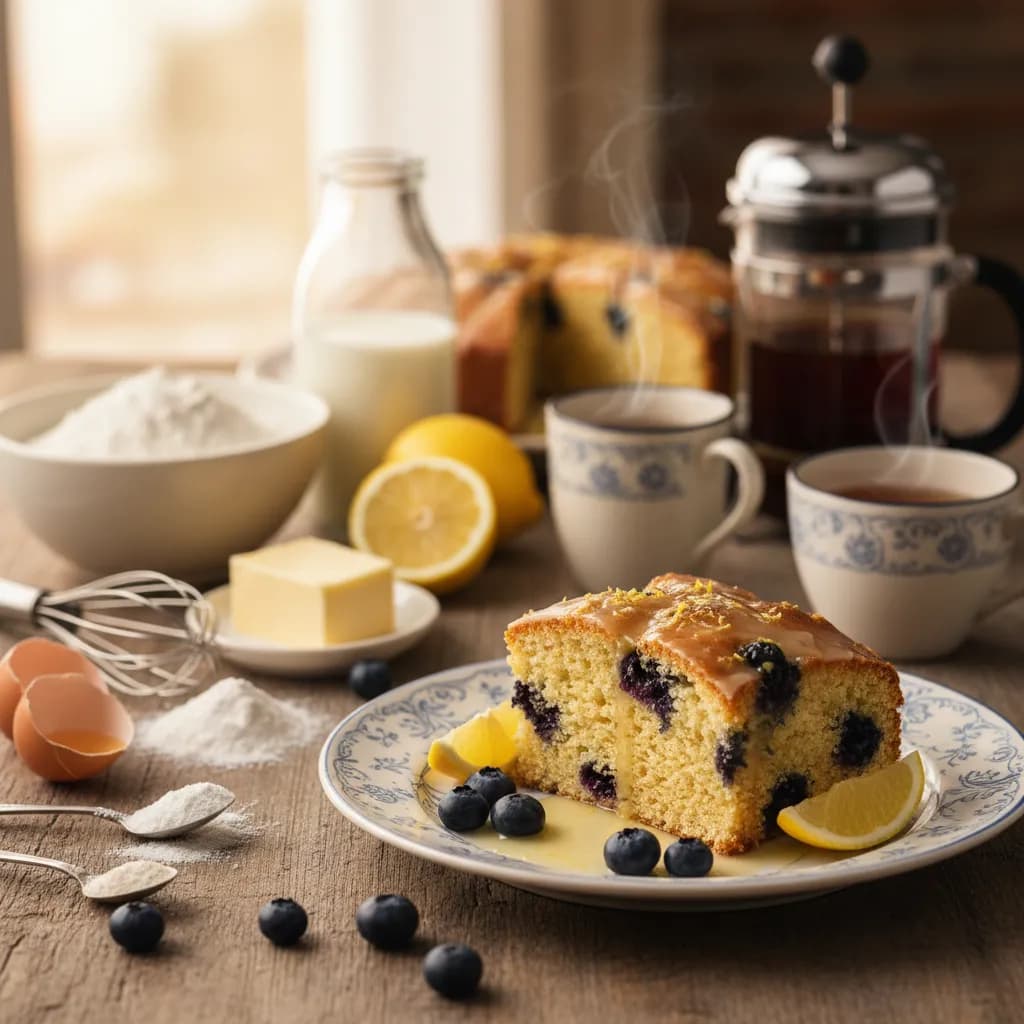 Bolo de Limão e Mirtilos