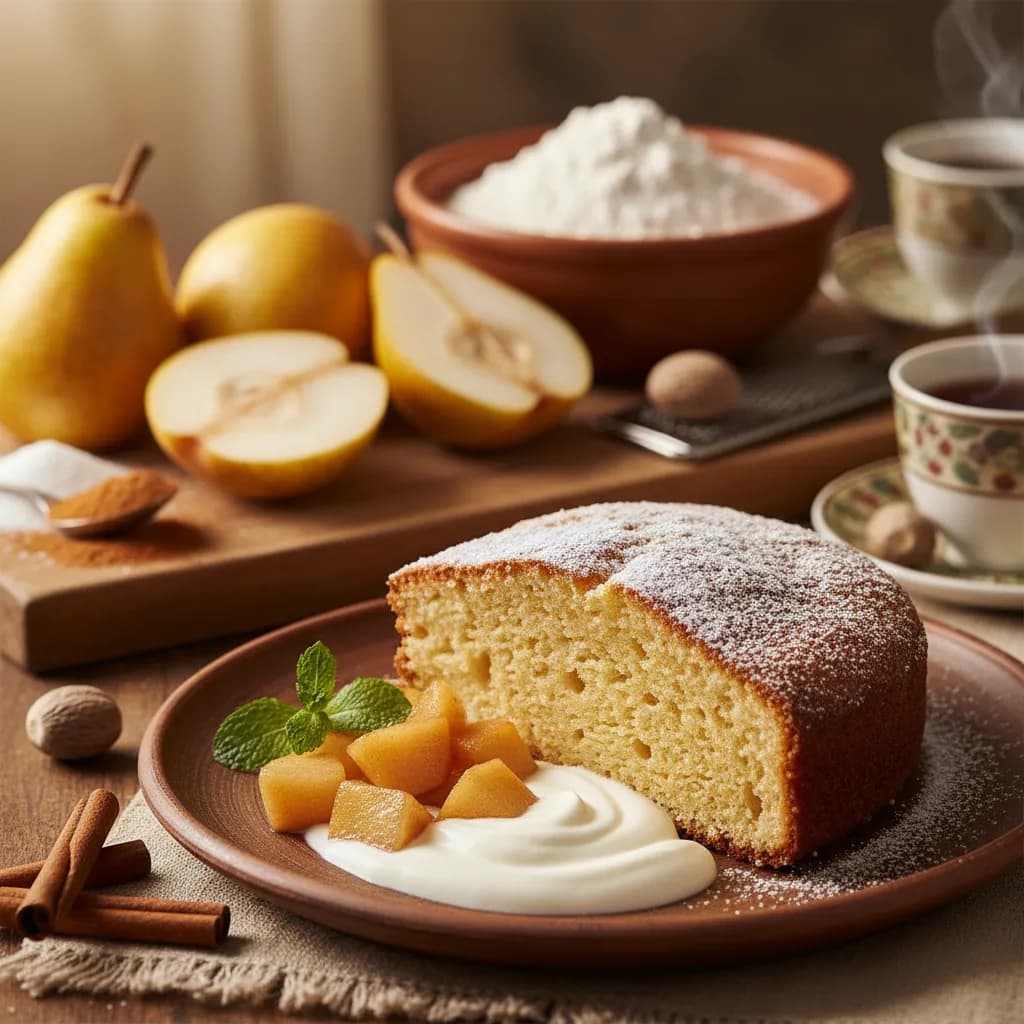 Bolo de Pera e Iogurte Sem Ovo