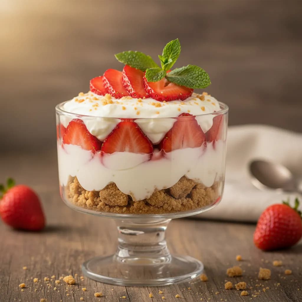 Delícia de Iogurte e Morangos Frescos