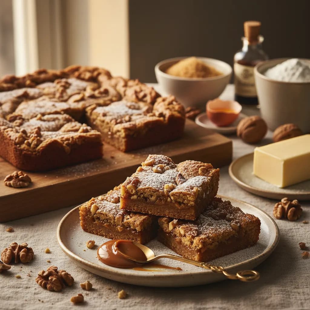 Blondies de Doce de Leite e Nozes