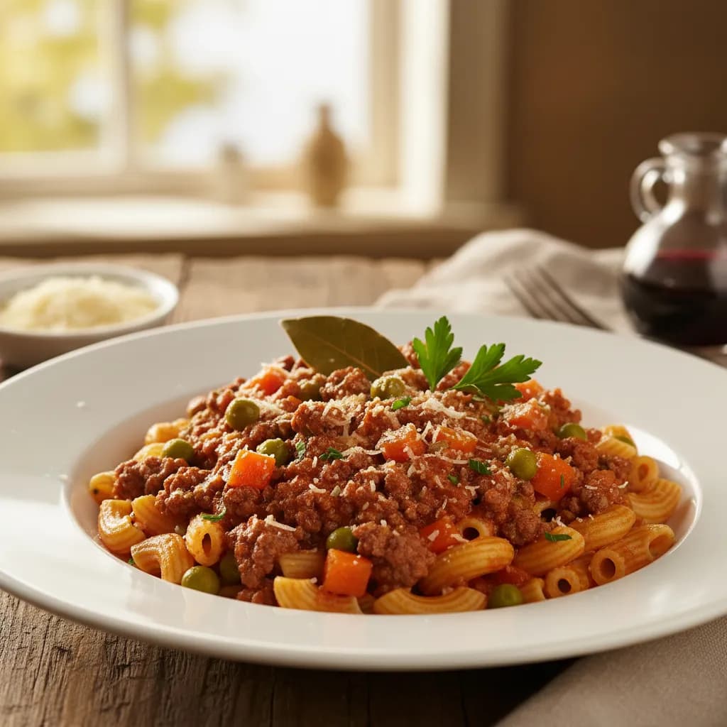 Massa de Carne com Ervilhas e Cenoura