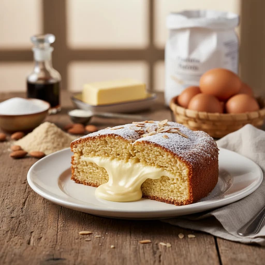 Bolo de Amêndoa com Creme Pasteleiro