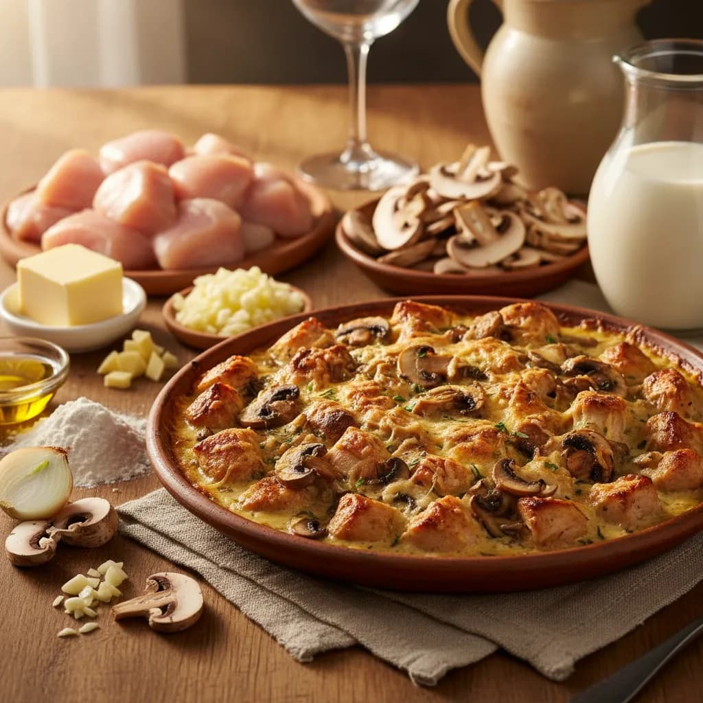 Frango Gratinado com Cogumelos