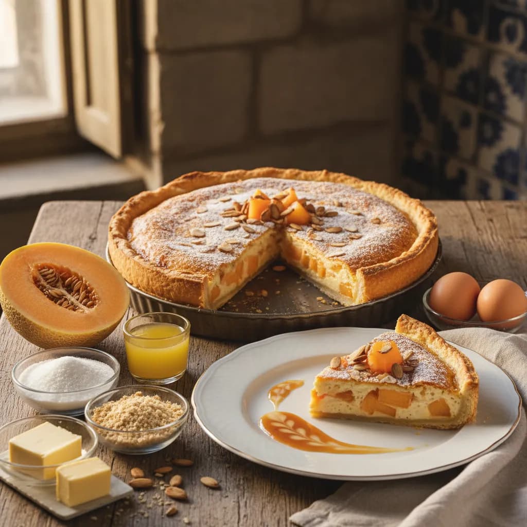 Tarte de Meloa com Amêndoa