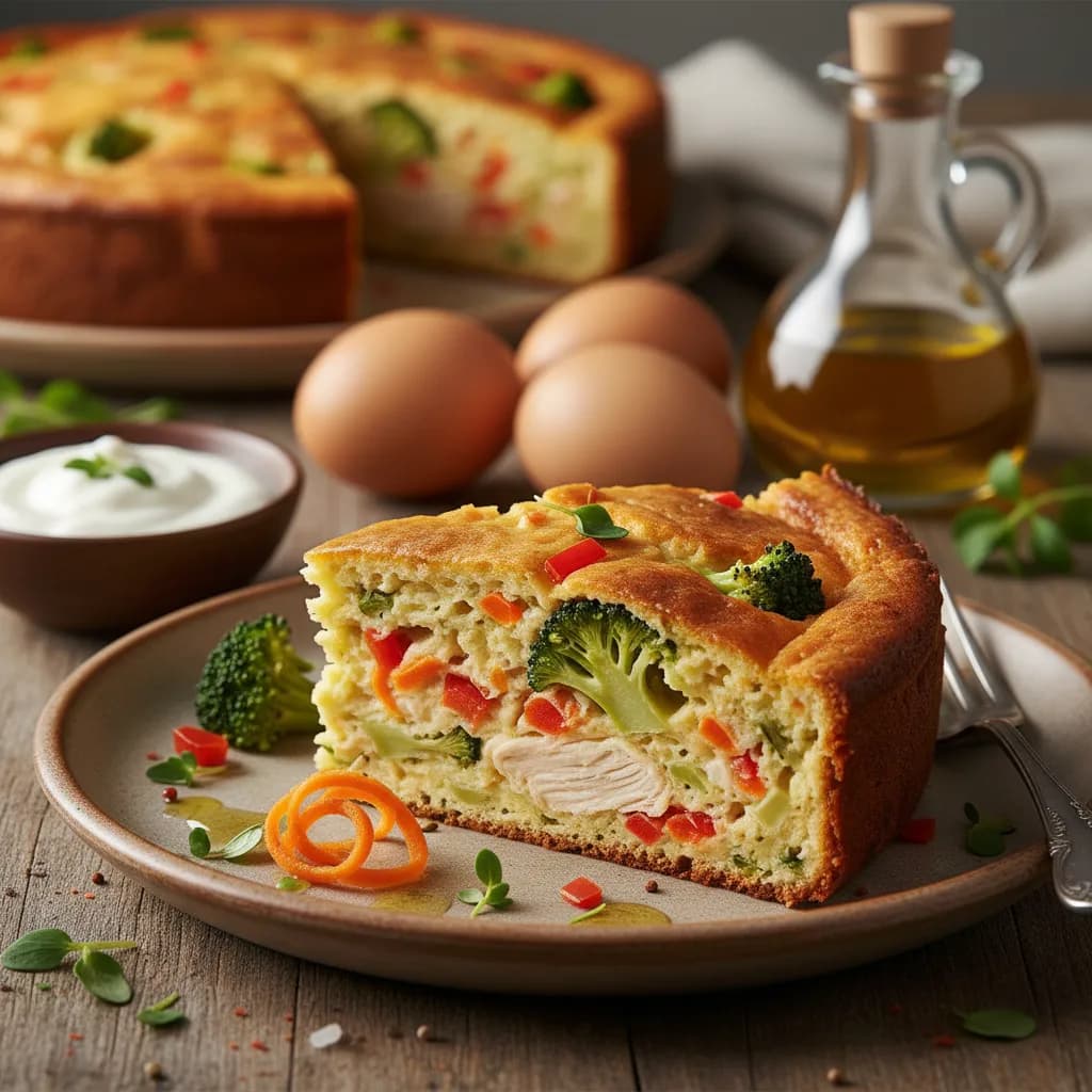 Bolo Salgado Fit de Frango e Legumes