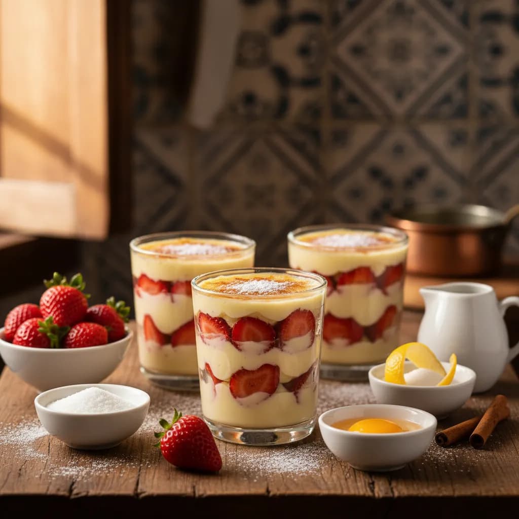 Copos de Morangos com Leite Creme