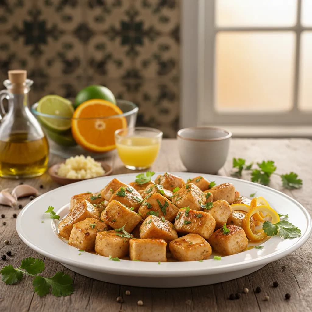 Frango aos Cubos com Coentros