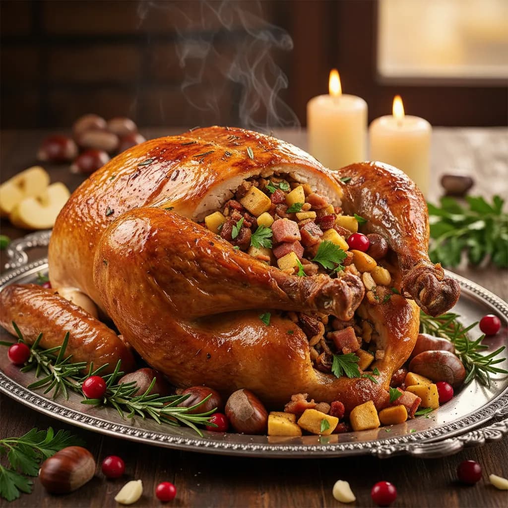 Peru de Natal com Recheio de Castanhas