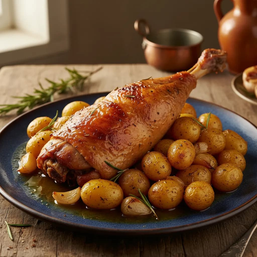 Perna de Peru Assada com Batatinhas