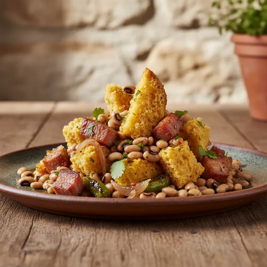 Migas de Broa de Milho e de Feijão Frade