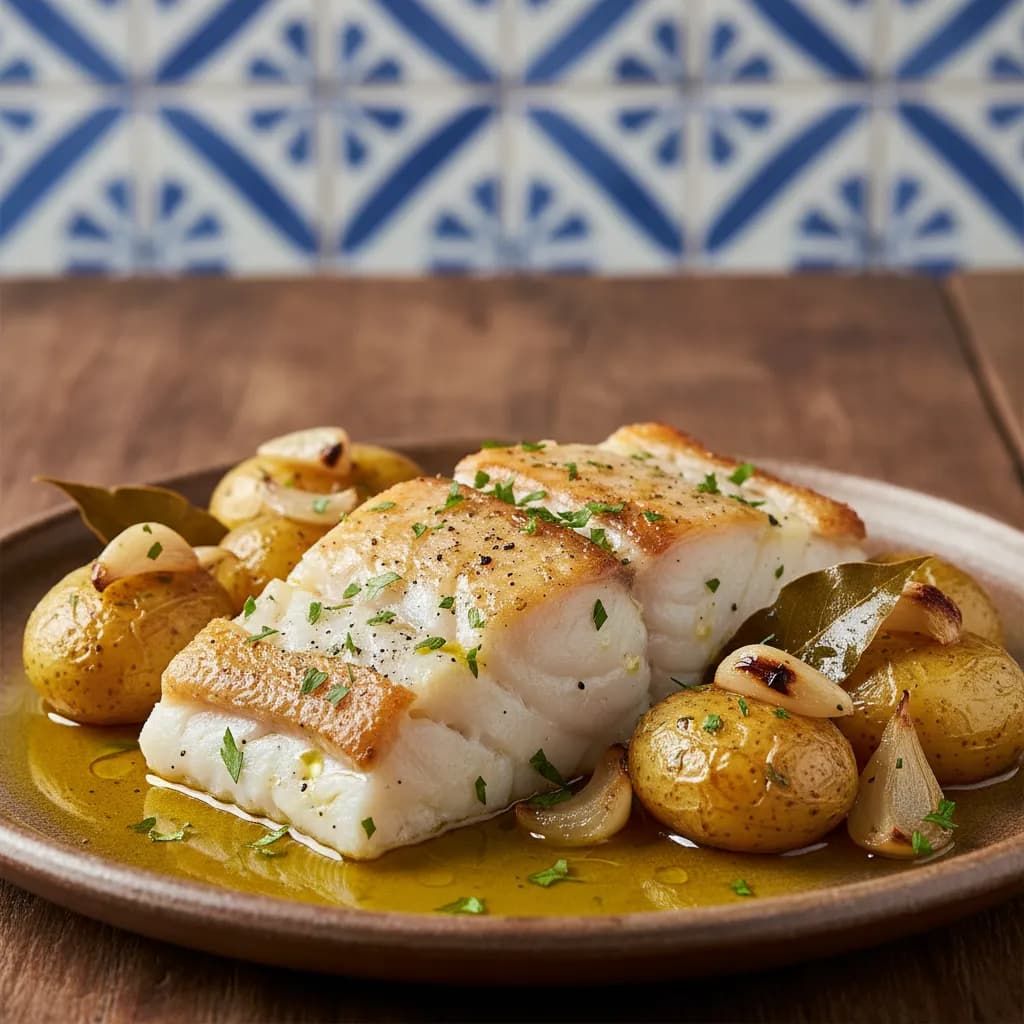 Bacalhau Assado no Forno com Batatas a Murro