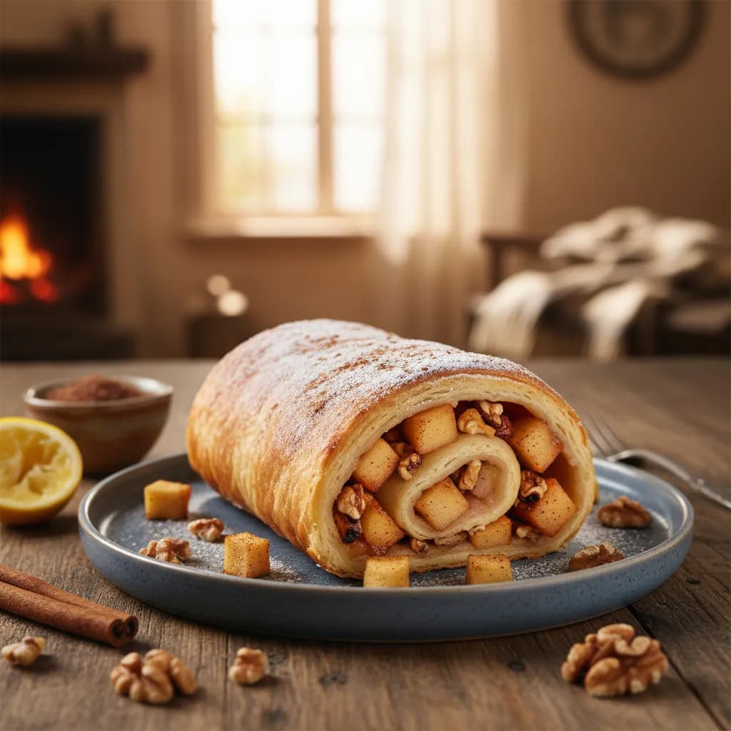 Rolo Doce de Maçã e Noz