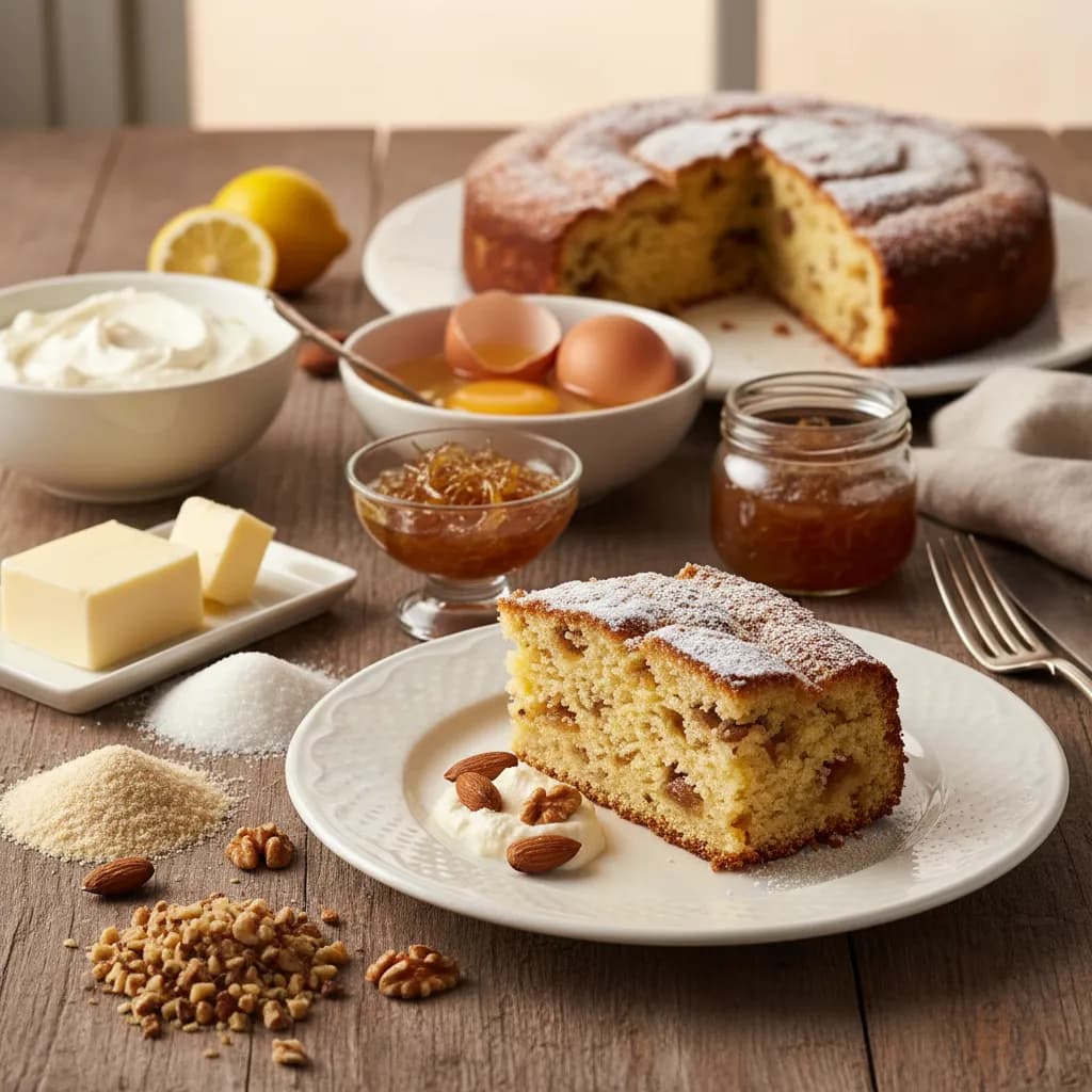 Bolo de Requeijão com Amêndoa, Noz e Gila