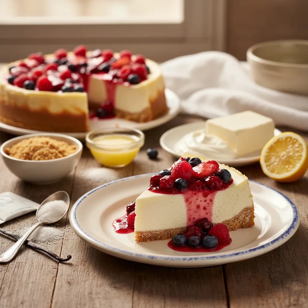 Cheesecake de Iogurte Grego com Cobertura de Frutos Vermelhos