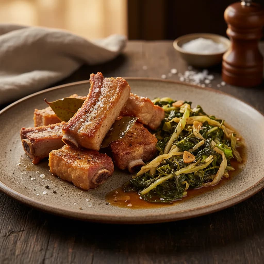 Entrecosto Frito com Couves Portuguese