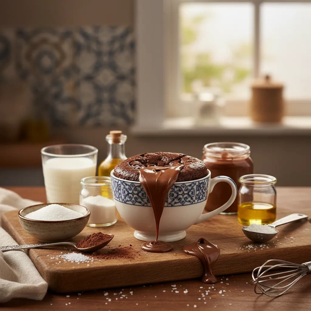 Bolo de Chocolate e Nutella na Chávena