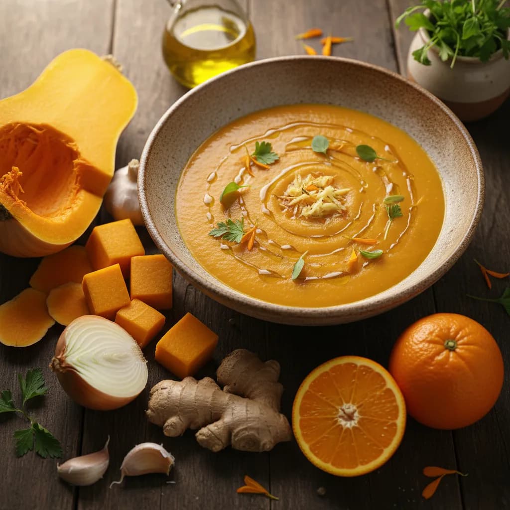 Creme de Abóbora com Gengibre e Laranja