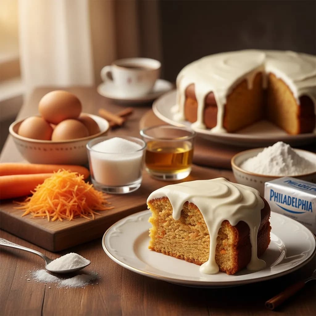 Bolo de Cenoura com Cobertura de Queijo Creme