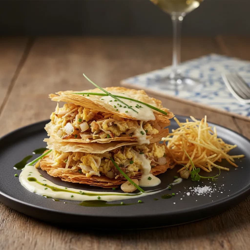 Mil Folhas de Bacalhau à Brás Desconstruído