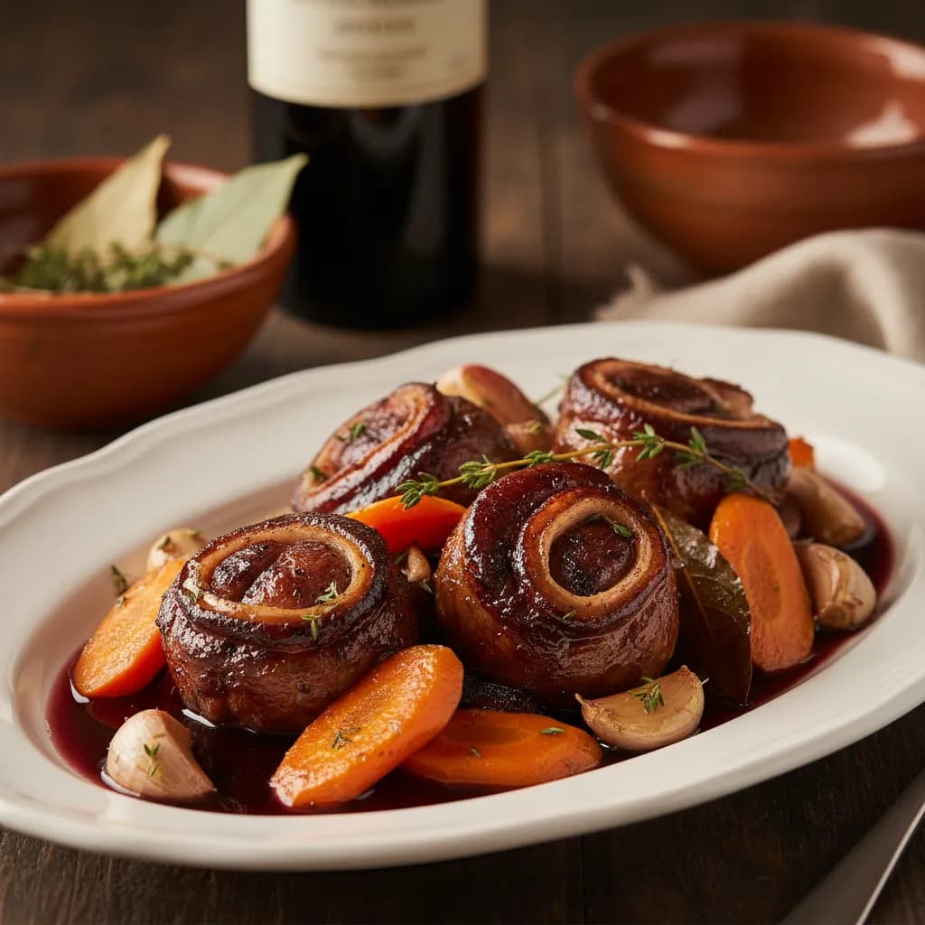Bochechas de Porco Estufadas com Vinho Tinto
