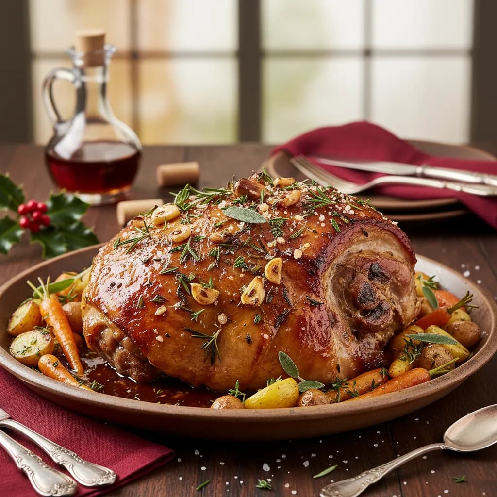 Pernil Assado de Natal com Ervas e Vinho do Porto