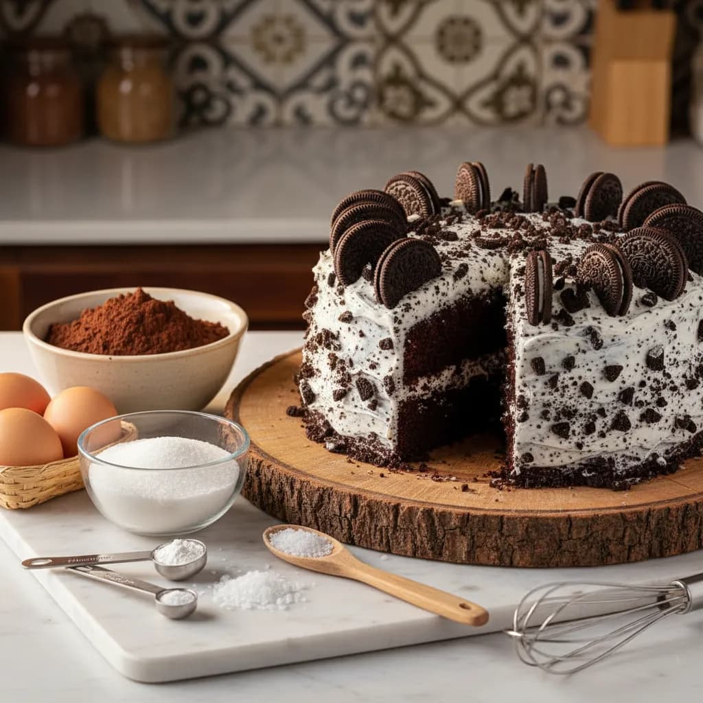 Bolo de Chocolate com Cobertura de Oreo